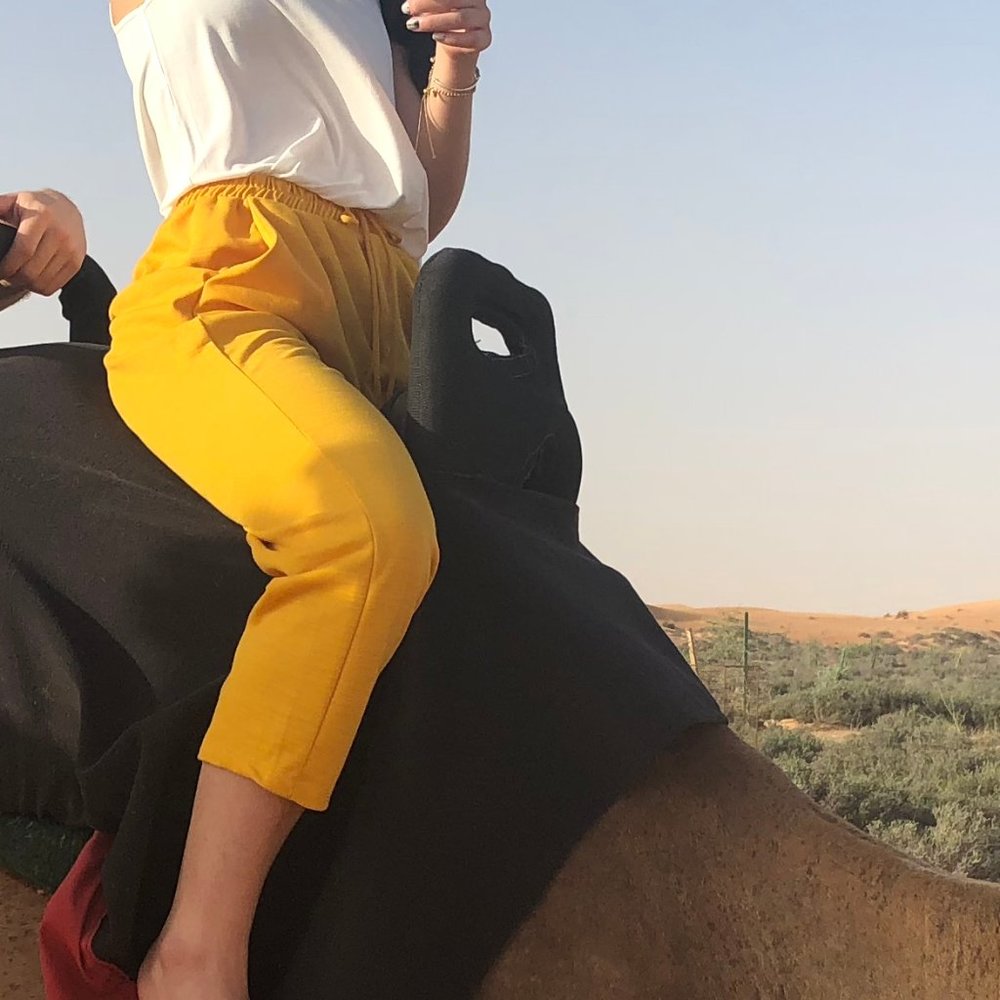 WOMEN YELLOW ZARA CROPPED PANTS